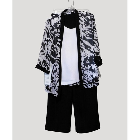 Kathy Roberts 2-Piece Set Women’s 14 Black White Jacket Pants Polyester - Picture 3 of 16